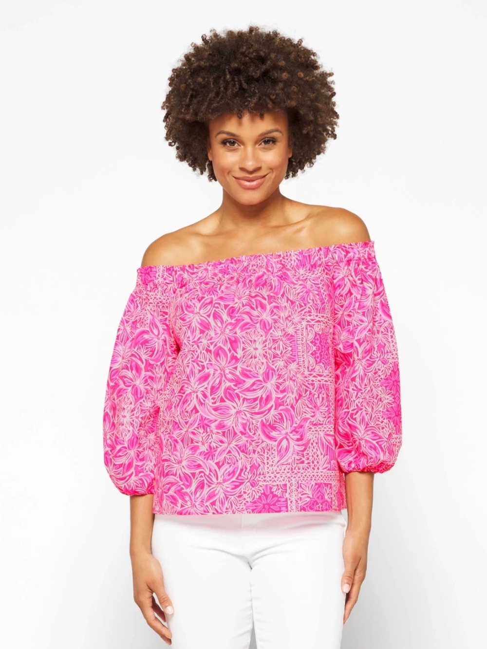 Lilly Pulitzer Women’s Winifred Top Pink Floral Print Size XL